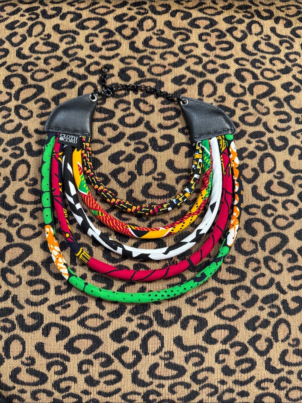 Cloth & Cord's African Inspired Fabric Multicolor, Multi Strand Necklace